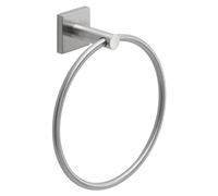 Gedy Fuji Bathroom Towel Rack, Wall Towel Rail, Towel Ring, Towel Bar without Drill, Brushed, Stainless Steel AISI 304, 18.2 x 6.9 x 20.1