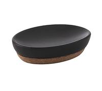 Gedy G-Canberra soap, Measures and Weight: 3X13X9.5 CM & 0.2 kg, Solid Soap Holder Made of Ceramic and Cork, Black Finish, R&D Design, 2 Year Warranty, Unique
