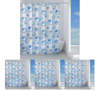 Gedy G-Orbit 120 x 200 cm, Made of Peva Fabric, Blue Finish, R&D Design, Shower Curtain with 12 Rings, 2 Year Warranty (Pack of 4)