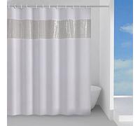 Gedy G-Spiral 240X200, Made of PES, 100% Waterproof, White and Transparent Finish, R&D Design, Shower Curtain with 12 Rings, 2 Year Warranty, Unique