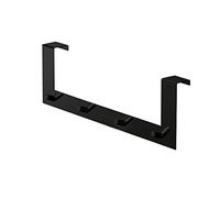 Gedy | Multiple Door Hanger with 4 Hooks in Stainless Steel, Color Black, Dimensions 40 x 7 x 12.2 cm and Weight 0.4 kg