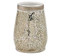 Gedy Myosotis Ceramic and Glass Toothbrush Holder, Beige ORO, 8.5 x 8.5 x 11.3 cm