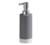 Gedy New Mizar Soap Dispenser Bathroom Made of Ceramic, Grey | Soap dispenser made of ceramic with plastic dispensing pump, cylindrical shape, soft touch texture