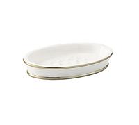 Gedy Olimpia Soap Dish, Resin, White/Gold, 9.5 x 13.8 x 2.2