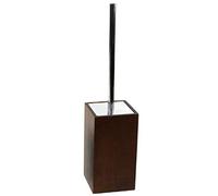 Gedy Papiro Square Toilet Brush Holder Made of Wood, Brown