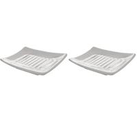 Gedy Queenstown Soap Dish, Dimensions and Weight: 2.5 x 11.5 x 8.5 cm & 1.6 kg, Solid Soap Holder Made of Eco-friendly Ceramic, White Finish, R&D Design, 2 Year Warranty (Pack of 2)