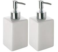 Gedy Queenstown Soap Dispenser, Dimensions and Weight: 16, 5 x 6.5 cm & 0.5 kg, Soap Dispenser in Eco Ceramic, White Finish, R&D Design, 2 Years Warranty, Unique (Pack of 2)