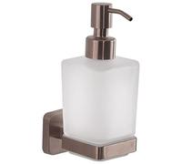 Gedy Tonga Bathroom Soap Dispenser Wall, Rose Gold, Stainless Steel and Glass, Capacity 220 ml, 6.3 x 11.7 x 17.3, Adhesive, No Drill