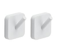 Gedy Tonga Bathroom Towel Hanger, 2 Pieces, Stainless Steel, Matte White, 4.7 x 3.1 x 4.9 cm, Adhesive