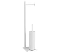 Gedy TRILLY Toilet Brush and Toilet Roll Holder, Matte White, Stainless Steel, 14 x 14 x 63
