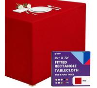 Gee Di Moda Fitted Tablecloth - 72 x 30 Inch Red Fitted Tablecloth for 6 Foot Rectangle Table - Heavy Duty Washable Fabric - Ideal for Buffet Table, Holiday Party, Dinner, Wedding & Trade Show