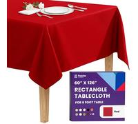 Gee Di Moda Rectangle Tablecloth - 60 x 126 Inch Red Table Cloth for 8 Foot Rectangle Table - Heavy Duty Washable Fabric - for 8 Ft Buffet Table, Holiday Party, Dinner, Wedding & Baby Shower