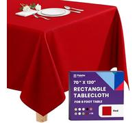 Gee Di Moda Rectangle Tablecloth - 70 x 120 Inch Red Table Cloth for 6 or 8 Foot Rectangle Table - Heavy Duty Washable Fabric - for Buffet, Holiday, Dinner, Wedding & Baby Shower