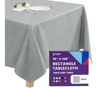 Gee Di Moda Rectangle Tablecloth - 70 x 120 Inch Silver Table Cloth for 6 or 8 Foot Rectangle Table - Heavy Duty Washable Fabric - for Buffet, Holiday, Dinner, Wedding & Baby Shower