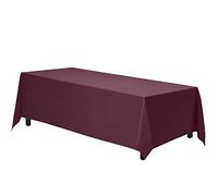 Gee Di Moda Rectangle Tablecloth - 90 x 132 Inch Burgundy Table Cloth for 6 Foot Table with Floor-Length Drop - Heavy Duty Washable Fabric - 6 Ft Buffet Table, Holiday Party, Wedding & Baby Shower
