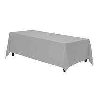 Gee Di Moda Rectangle Tablecloth - 90 x 132 Inch Silver Table Cloth for 6 Foot Table with Floor-Length Drop - Heavy Duty Washable Fabric - 6 Ft Buffet Table, Holiday Party, Wedding & Baby Shower