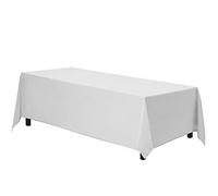 Gee Di Moda Rectangle Tablecloth - 90 x 132 Inch White Table Cloth for 6 Foot Table with Floor-Length Drop - Heavy Duty Washable Fabric - 6 Ft Buffet Table, Holiday Party, Wedding & Baby Shower