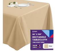 Gee Di Moda Rectangle Tablecloth - 90 x 156 Inch Beige Table Cloth for 8 Foot Table with Floor-Length Drop - Heavy Duty Washable Fabric - 8 Ft Buffet Table, Holiday Party, Wedding & Baby Shower