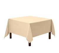 Gee Di Moda Square Tablecloth - 52 x 52 Inch Beige Table Cloth for Small Square or Round Tables - Heavy Duty Washable Fabric - for Buffet Table, Holiday Party, Dinner, Wedding & Baby Shower