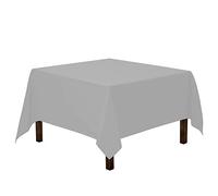 Gee Di Moda Square Tablecloth - 52 x 52 Inch Silver Table Cloth for Small Square or Round Tables - Heavy Duty Washable Fabric - for Buffet Table, Holiday Party, Dinner, Wedding & Baby Shower