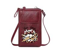 GEEADNB Bags with Card Slots Card Wallets Purse High-Contrast Composition Leopard Print Lipstick Open-Blade Scissors Perfect for Outfits Elegant Gift for Mother's Day