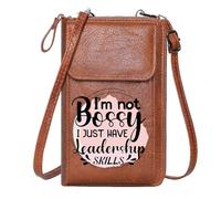 GEEADNB Bags with Card Slots Cell Phone Wallet Purses Bossy Empowering Leadership Travel Rfid Safe Suitable for Everyday Use