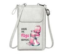 GEEADNB Bags with Card Slots Lightweight Women's Shoulder Bag Vintage barber chair Cartoonish vibrant style Whimsical cursive text Holiday Customized Gift