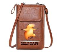 GEEADNB Bags with Card Slots RFID Blocking Zipper Phone Wallet Yoga Pose Self-Care Capybara Elegant Gift for Mother's Day Personalized Gifts for Girlfriend Friends