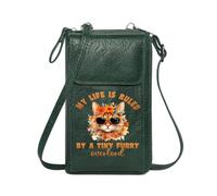 GEEADNB Bags with Card Slots Small Shoulder Bag ORANGE CAT WITH SUNGLASSES TINY FURRY OVERLORD VIBRANT FLORAL DESIGN PU Leather Phone Bags Suitable for Daily Gifting