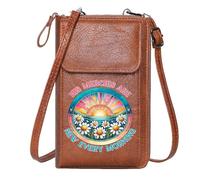 GEEADNB Bags with Card Slots Small Shoulder Bag radiant sunrise stained glass art spiritual themes Long Purse for Gift Leather Purse for Lover