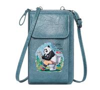 GEEADNB Card Wallets Cell Phone Purse with Zipper Toilet Humor Whimsical Contemplation Cartoon Panda Travel Rfid Safe Large Capacity Purse Gift