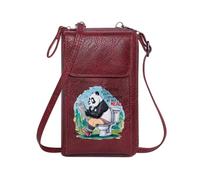 GEEADNB Card Wallets Cell Phone Purse with Zipper Toilet Humor Whimsical Contemplation Cartoon Panda Travel Rfid Safe Large Capacity Purse Gift