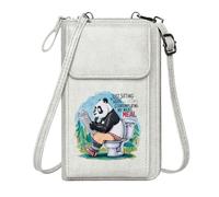 GEEADNB Card Wallets Cell Phone Purse with Zipper Toilet Humor Whimsical Contemplation Cartoon Panda Travel Rfid Safe Large Capacity Purse Gift