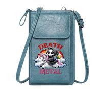 GEEADNB Card Wallets Purse Bags with Card Slots Death Metal Rainbow Unicorn Cartoon Skeleton Perfect for Teacher's Day PU Leather Phone Bags