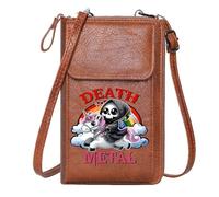 GEEADNB Card Wallets Purse Bags with Card Slots Death Metal Rainbow Unicorn Cartoon Skeleton Perfect for Teacher's Day PU Leather Phone Bags