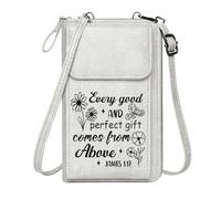 GEEADNB Card Wallets Purse Personalized Crossbody Wallets Contrasting black background Every good AND comes from Above Floral line drawings Personalized Gifts for Girlfriend Friends Graduation Student