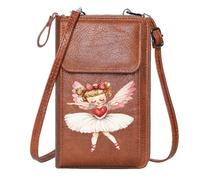 GEEADNB Card Wallets Purse Personalized Crossbody Wallets Fairy Tutu Dress Black Background PU Leather Phone Bags Elegant Gift for Mother's Day