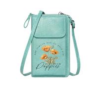 GEEADNB Card Wallets Purse Personalized Crossbody Wallets Intricate Details Orange Poppy Flowers Black Background Personalized Gifts for Girlfriend Friends PU Leather Phone Bags