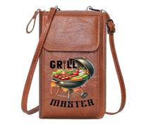 GEEADNB Card Wallets Purse Personalized Leather Cell Phone Wallet grilled vegetables barbecue grill cartoonish illustration Elegant Gift for Mother's Day Christmas