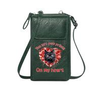 GEEADNB Card Wallets Purse RFID Blocking Zipper Phone Wallet affection red Hearts Black cat Perfect for Teacher's Day Graduation Student