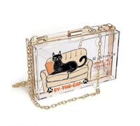 GEEADNB Card Wallets Purse Small Shoulder Bag Black cat Cartoonish humor Approved visitors Holiday Customized Gift Cute Stylish Elegant Accessory