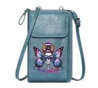 GEEADNB Card Wallets Purse Women ID Credit Card Case Skull with butterfly wings MY LAST FLYING FUCK Vibrant multicolored hair Leather Purse for Lover Printed Gift