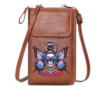 GEEADNB Card Wallets Purse Women ID Credit Card Case Skull with butterfly wings MY LAST FLYING FUCK Vibrant multicolored hair Leather Purse for Lover Printed Gift