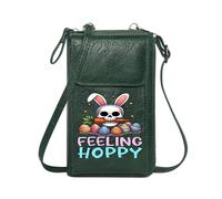 GEEADNB Card Wallets Purse Women Leather Crossbody Purse Decorated Easter Eggs Halloween-Easter Fusion Skull with Bunny Ears PU Leather Phone Bags Suitable for Daily Gifting