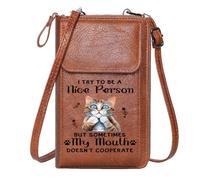GEEADNB Card Wallets Purse Women Leather Crossbody Purse Expressive Blue Eyes Cartoon-Style Kitten Distinctive Tabby Markings Holiday Customized Gift Perfect for Printed Present