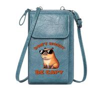 GEEADNB Cell Phone Purse with Zipper Ladies Cell Phone Purse Carefree Playful Capybara Leather Wallet for Lover Travel Rfid Safe