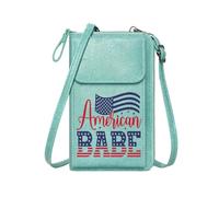 GEEADNB Cell Phone Purse with Zipper Lightweight Women's Shoulder Bag American flag Patriotic theme Red-white-blue color scheme Holiday Customized Gift Cute Stylish Elegant Accessory