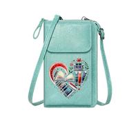 GEEADNB Cell Phone Purse with Zipper Personalized Crossbody Wallets heart-shaped books decorative reading theme literary symbolism Perfect for Outfits Graduation Student