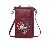 GEEADNB Cell Phone Purse with Zipper Personalized Crossbody Wallets heart-shaped books decorative reading theme literary symbolism Perfect for Outfits Graduation Student