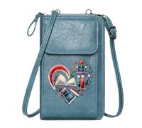 GEEADNB Cell Phone Purse with Zipper Personalized Crossbody Wallets heart-shaped books decorative reading theme literary symbolism Perfect for Outfits Graduation Student